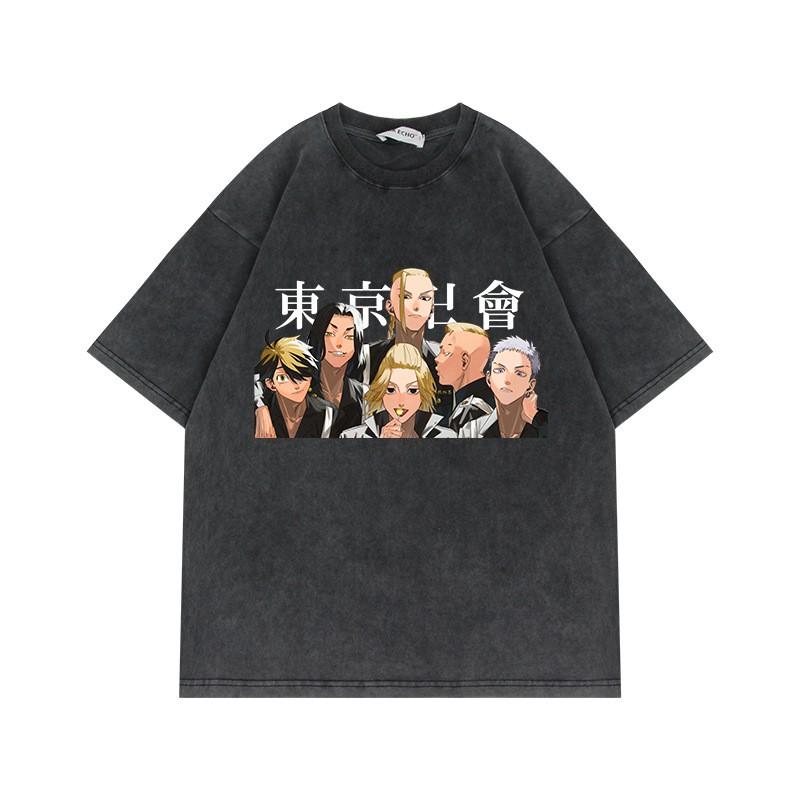230g Tokyo Revengers T-Shirt Oversized Vintage Anime Print Baumwolle Kurzarm Tee