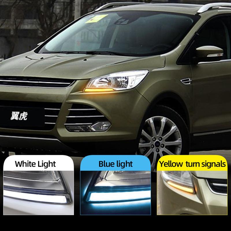 Car led Daytime Running Light DRL daylight For Ford Kuga Escape 2013 2014 2015 2016 2017 with yellow turn signal Fog lamp
