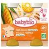 Petit Pot Bébé Mais Doux Poulet - Babybio - 2x200g - Dès 8 Mois