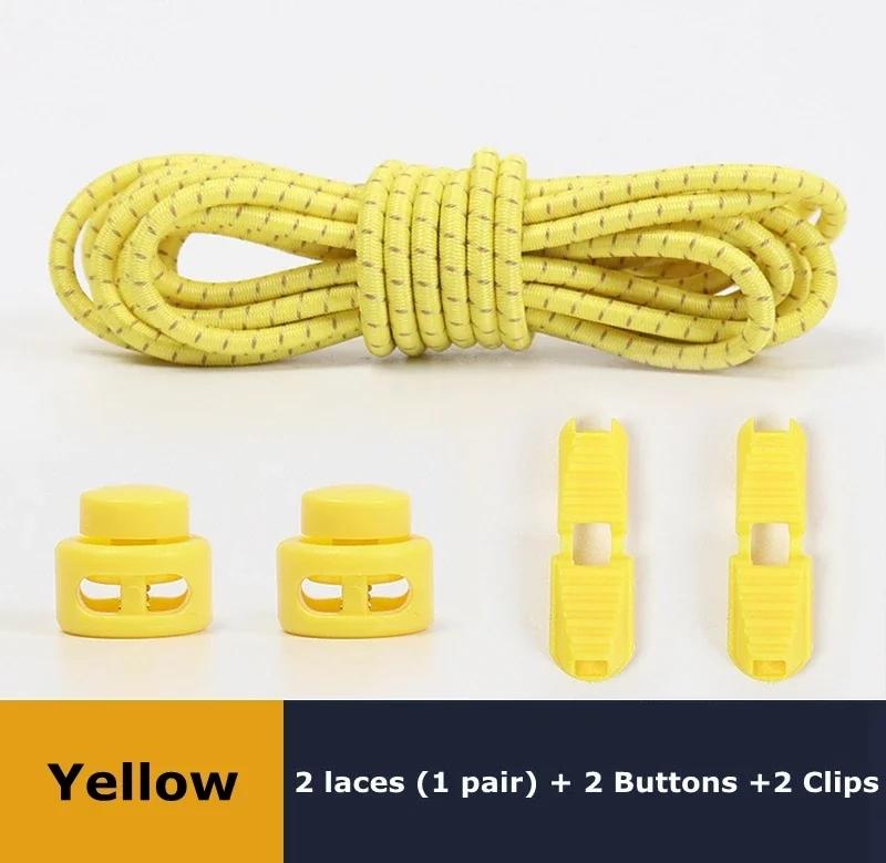 New1 Pair No Tie Shoelaces 1 Second Fast Round Plastic Lock Elastic Shoelace Suitable for All Sports Shoes Accessories Lazy Lace