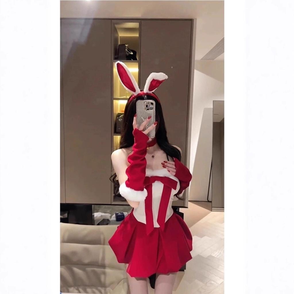 Christmas wear female bunny uniform suit red tube top New Year's Eve robe temperament atmosphere sexy dress