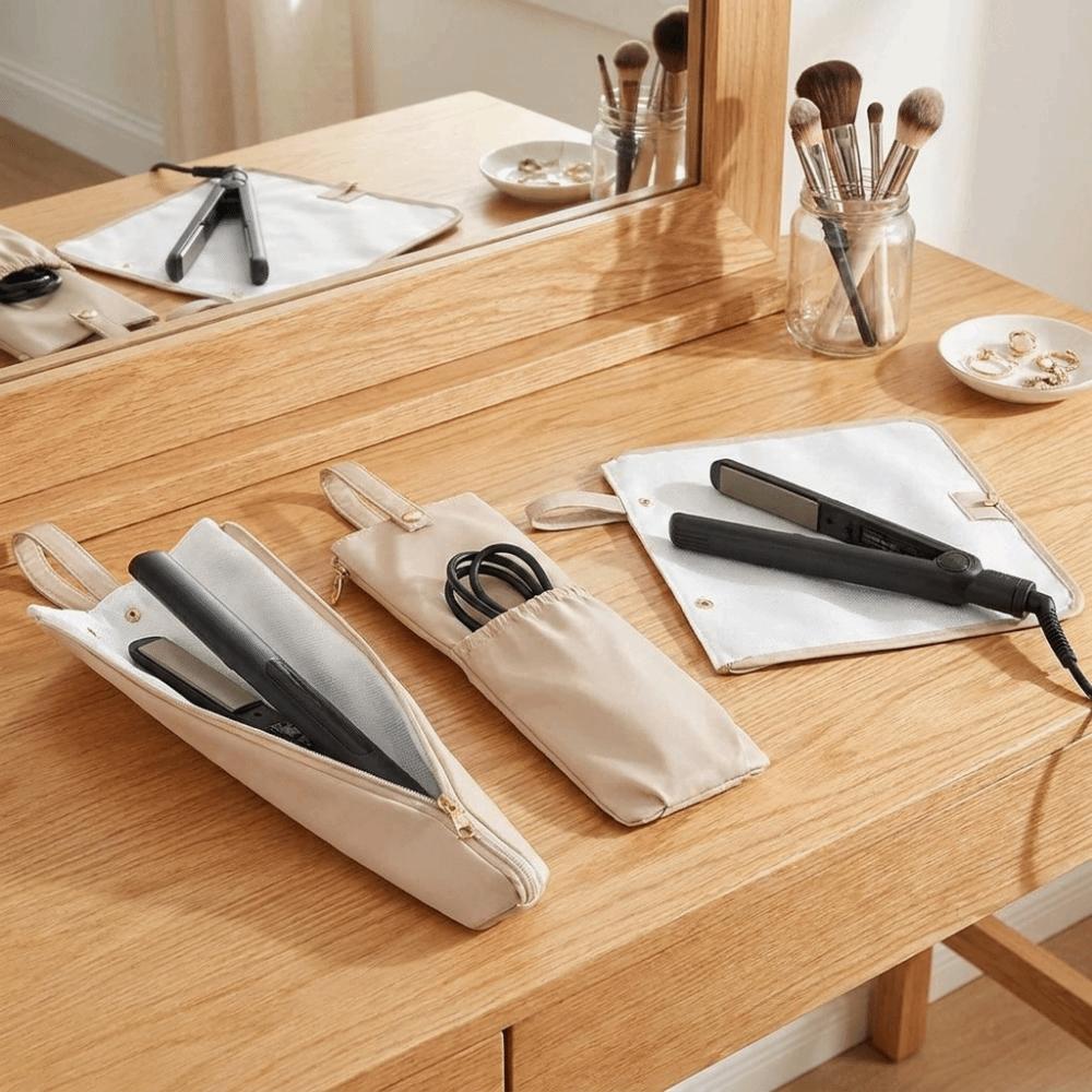 Heat-Resistant Straightener Storage Pouch Hanging Hair Curling Holder Curling Iron Bag for Home