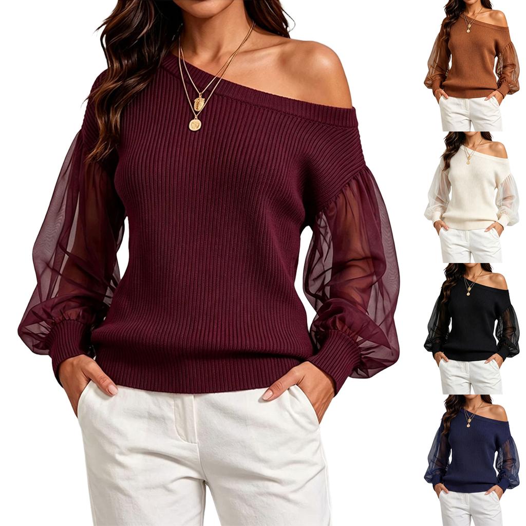 Pull décontracté tendance pour femme, couleur vive, à une épaule, manches longues, pour un usage quotidien