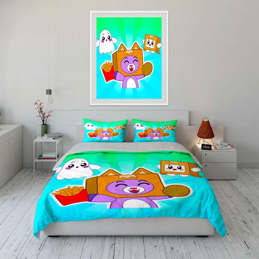 Cute Purple Fox Cartoon Bedding Bedding Duvet Cover Set Duvet Cover Pillowcases (1 * Duvet Cover 2 * Pillowcases, without duvet insert)