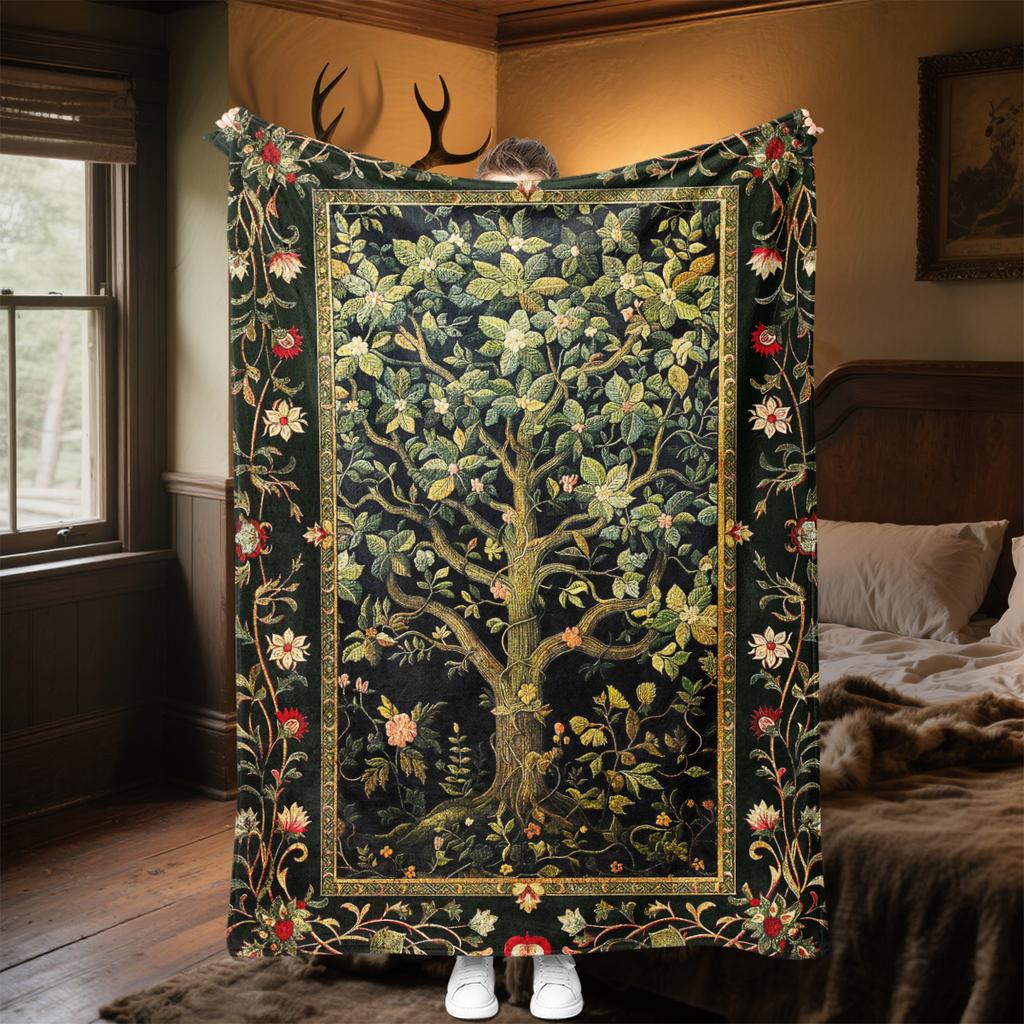 1pc Tree of Life in Medieval Belgium blanket, al season lightweigh Poster blanket home office outdoor nap multifunc Poster blanketional blanket