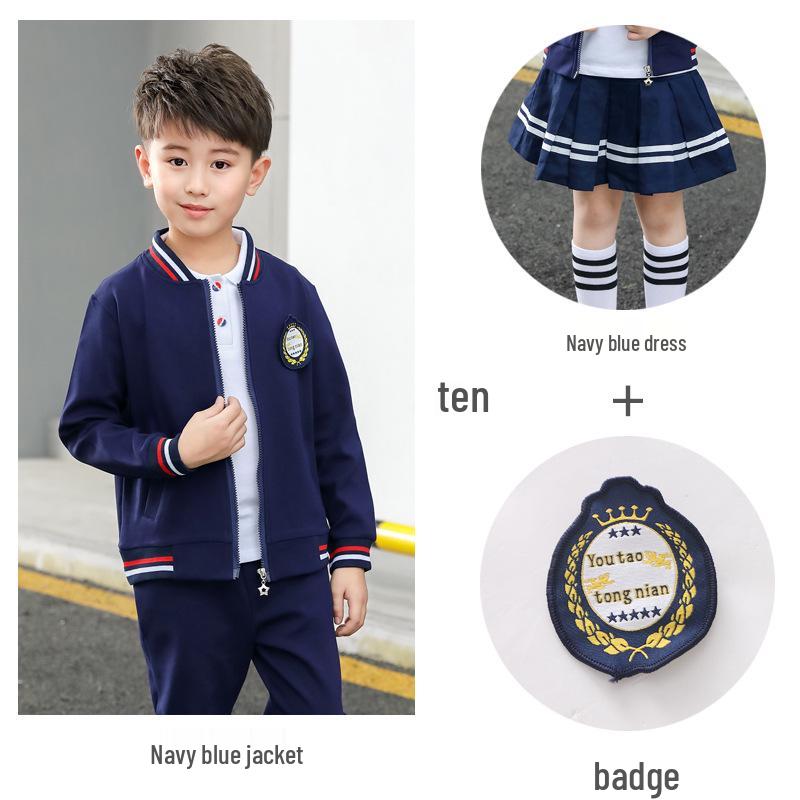 Spring/Autumn British Cotton Academy Style Baseball Uniform for Kindergarten & Primary School