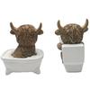Durability Resin Toilet Seat Cow Statue Bathroom Ornamentation Sculpture With Smooth Surfaces Easy To Clean for Counter Top