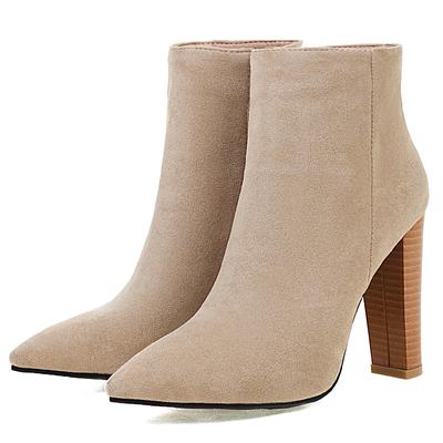 Fashion Women Ankle Boot Sexy Beige Black Heels Ankle Boot For Women Brand Designer Pointed Autumn Winter Party Shoes Large Size