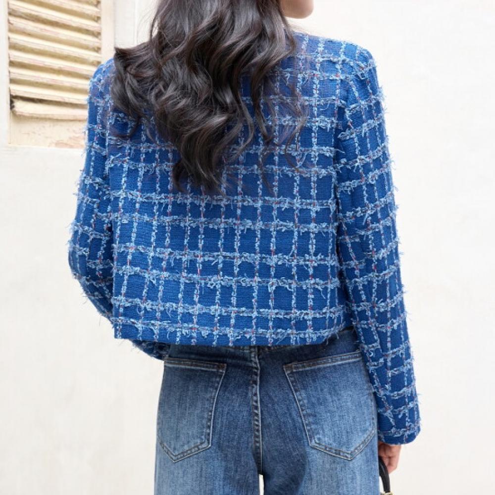Morris Coming Home Check Fringe Cropped Jacket M2510jk619c