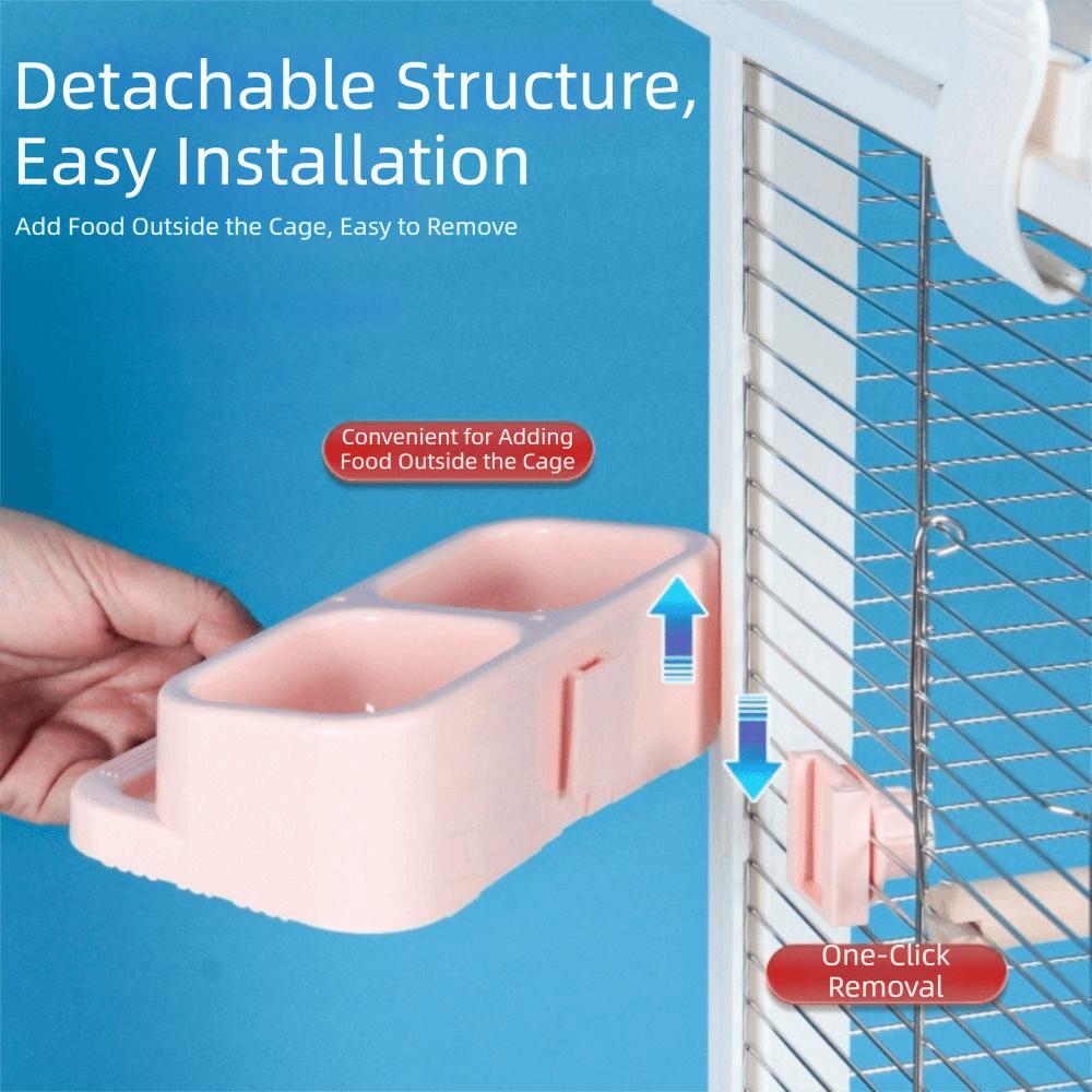 Double Bowl Parrot Splash Proof Feeder Splash Proof Large Capacity Bird Feeding Water Box Transparent with Stand Stick