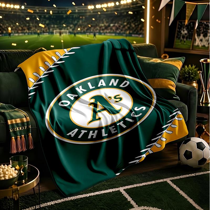 Athletics Oakland Emblem Blanket Lightweight Flannel Bedding Blanket Perfect for Travel, Camping, Living Rooms, Offices, Sofas, Fan Christmas Gift