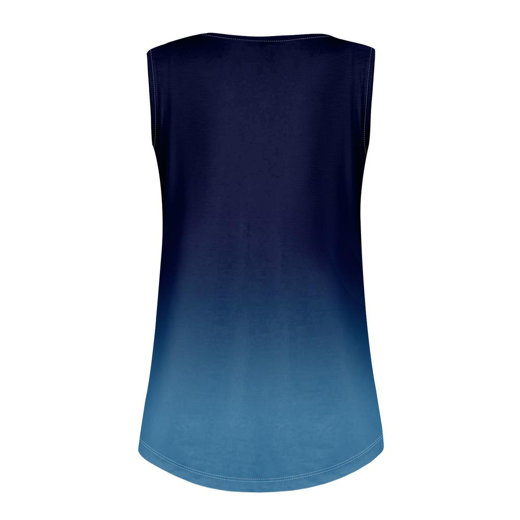 Tanktopp for kvinner Sommerantrekk Ermeløse Trykte Bluser Casual Løse Skjorter Plissert Firkantet Hals