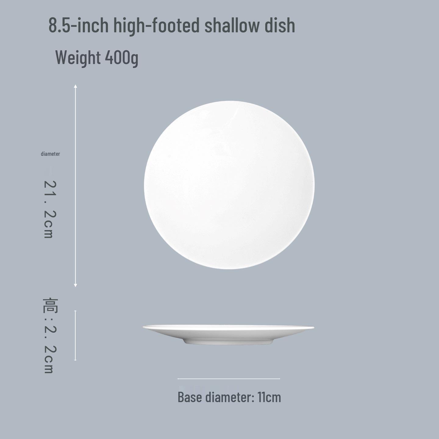Pure White Bone China Shallow Dinner Plate - Customizable Ceramic Tableware for Western Dining