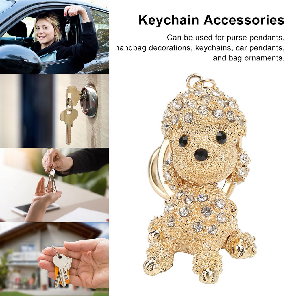 Rhinestone Keychain Unique Puppy Shape Design Rhinestone Keychain Ornament for Bag Car Pendant