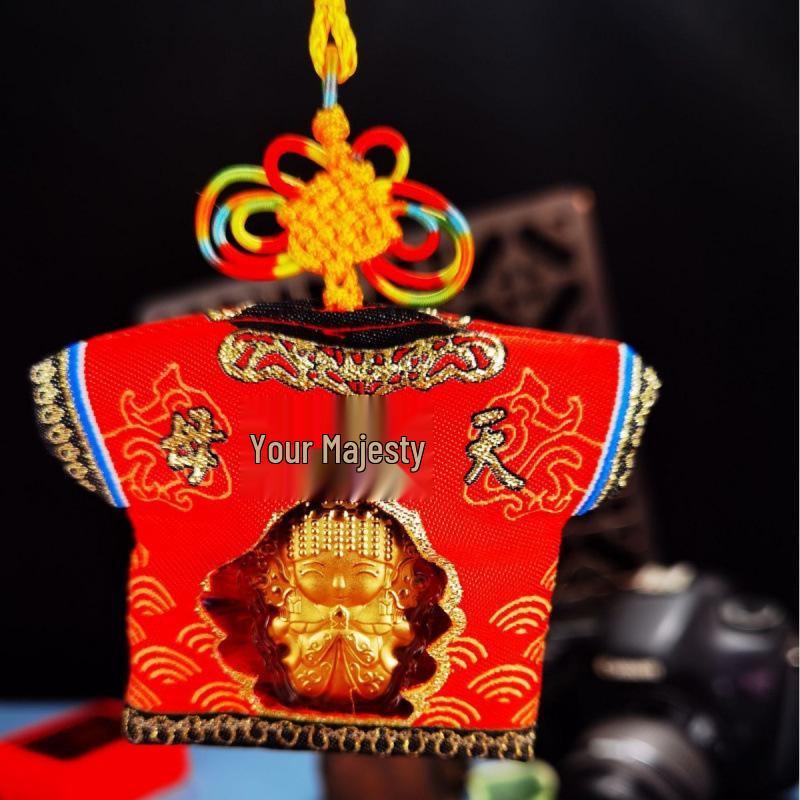 999 Pure Gold Cartoon Mazu Car Hanging Amulet - Blessing Souvenir