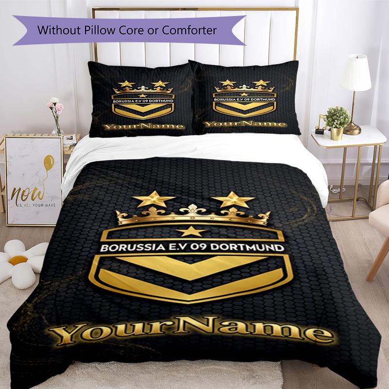 Borussia Dortmund Customize Your Name Bedding Set Breathable Duvet Cover with Pillowcases Home Decoration Birthday Gift