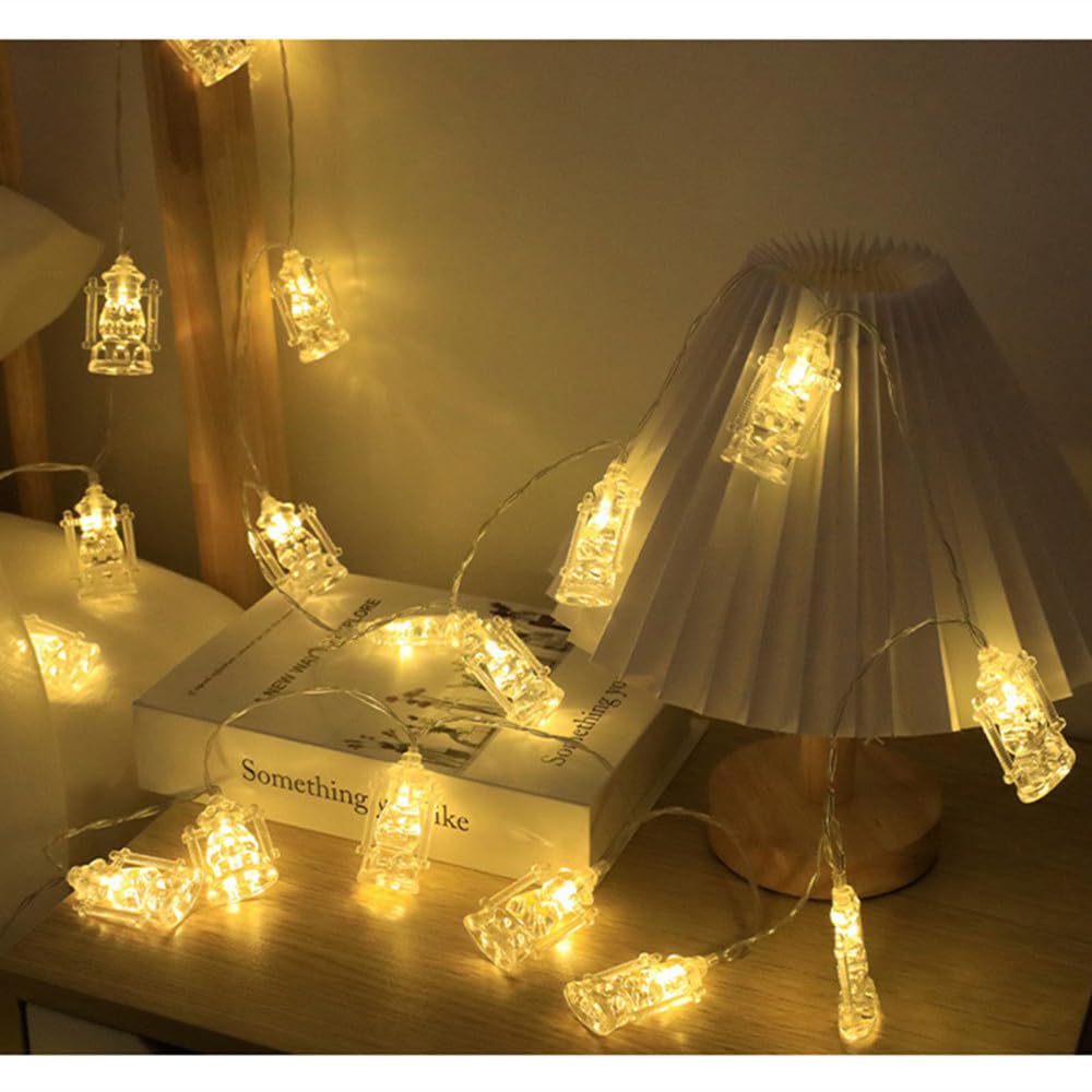 10Ft 20 LEDs Ramadan Lights Oil Lamp String Light Battery Operated Fairy Lights Indoor Ramadan Kareem Eid Mubarak Decor for Home Eid Al-Fitr Party