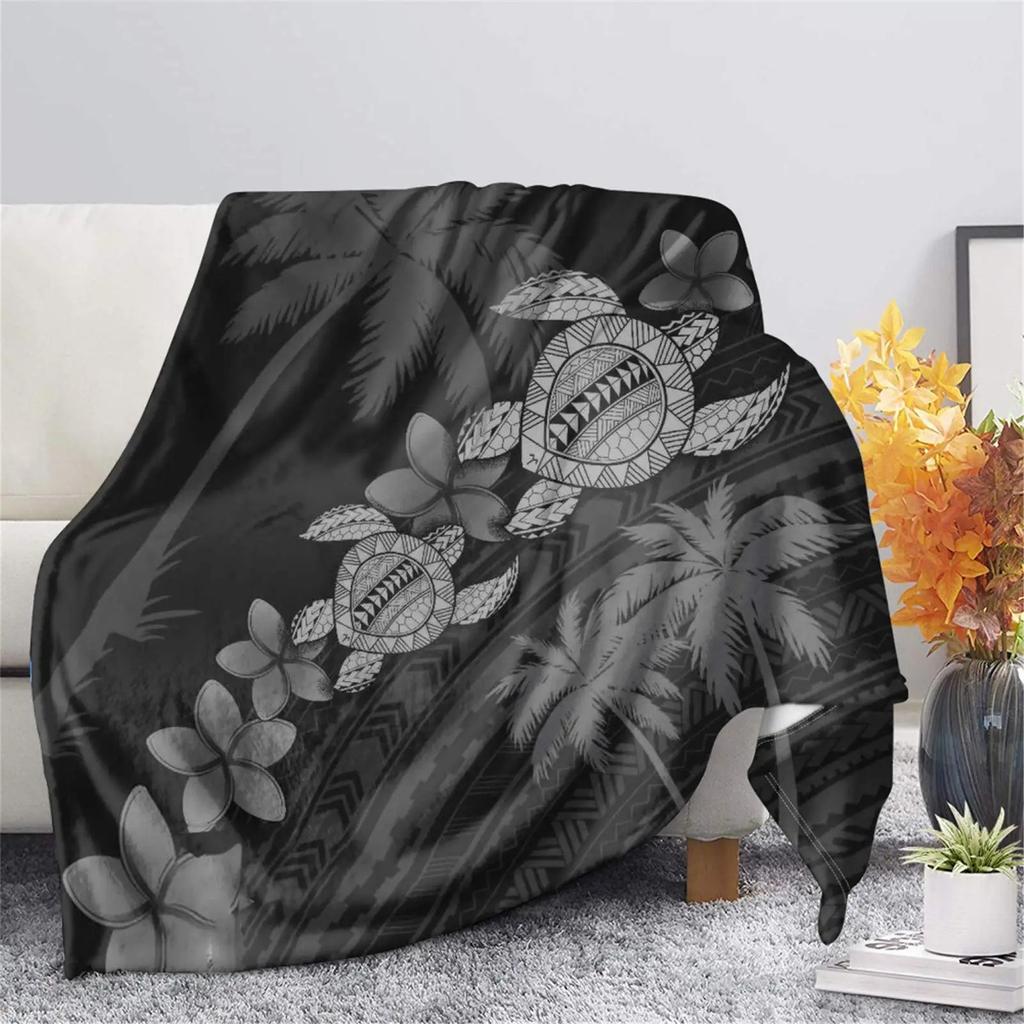 JIT 1 PC Sea Turtle Flannel Blanket Multiple Sizes 2D Print Tropical Floral Design Kids Adult Sofa Bed Nap Warm Decor