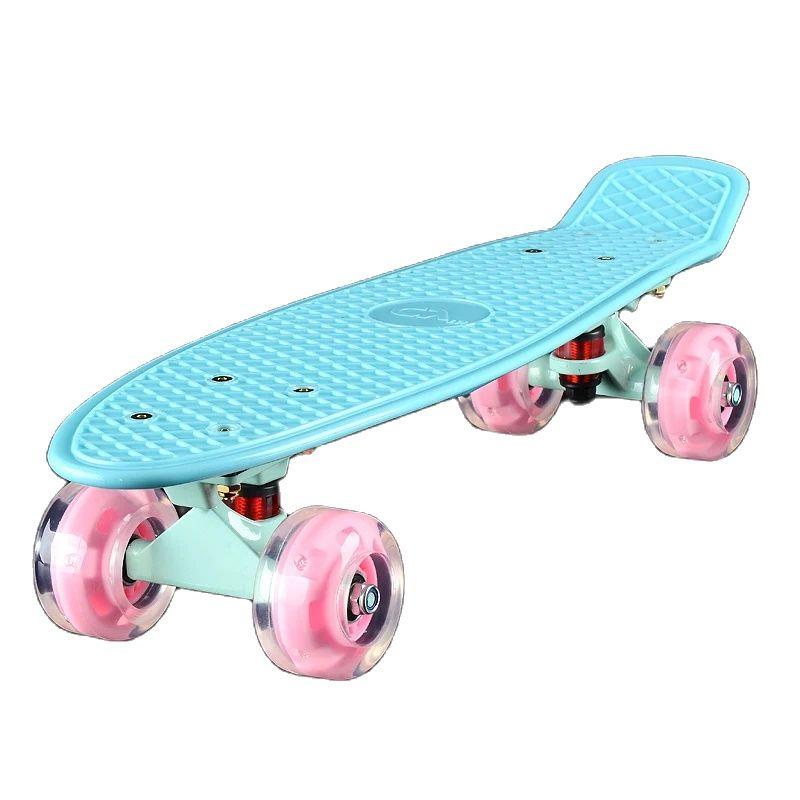 Penny Board Skateboard, Blinkande Hjul, Mini Fish Board, Stadscruiser, Retro Skate Scooter, Trendiga Kompletta Skateboards, 22"