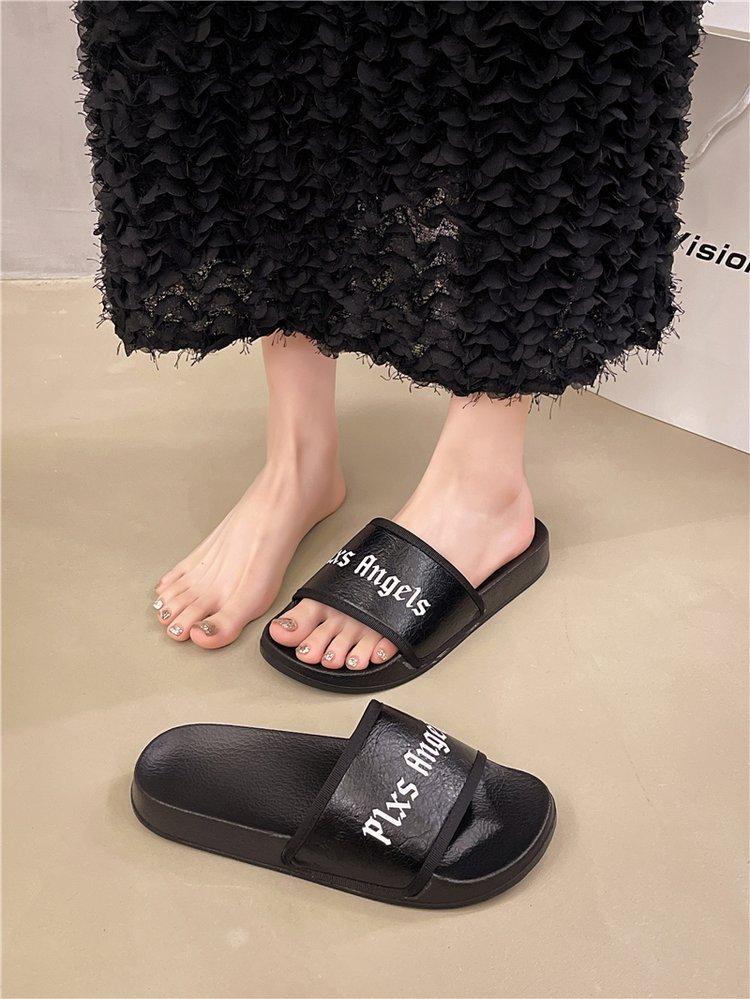 

Новые модные простые повседневные студенческие тапочки в гонконгском стиле с надписью, крутые, для ношения, модные, повседневные, с надписью, пляжная обувь 36 чёрный