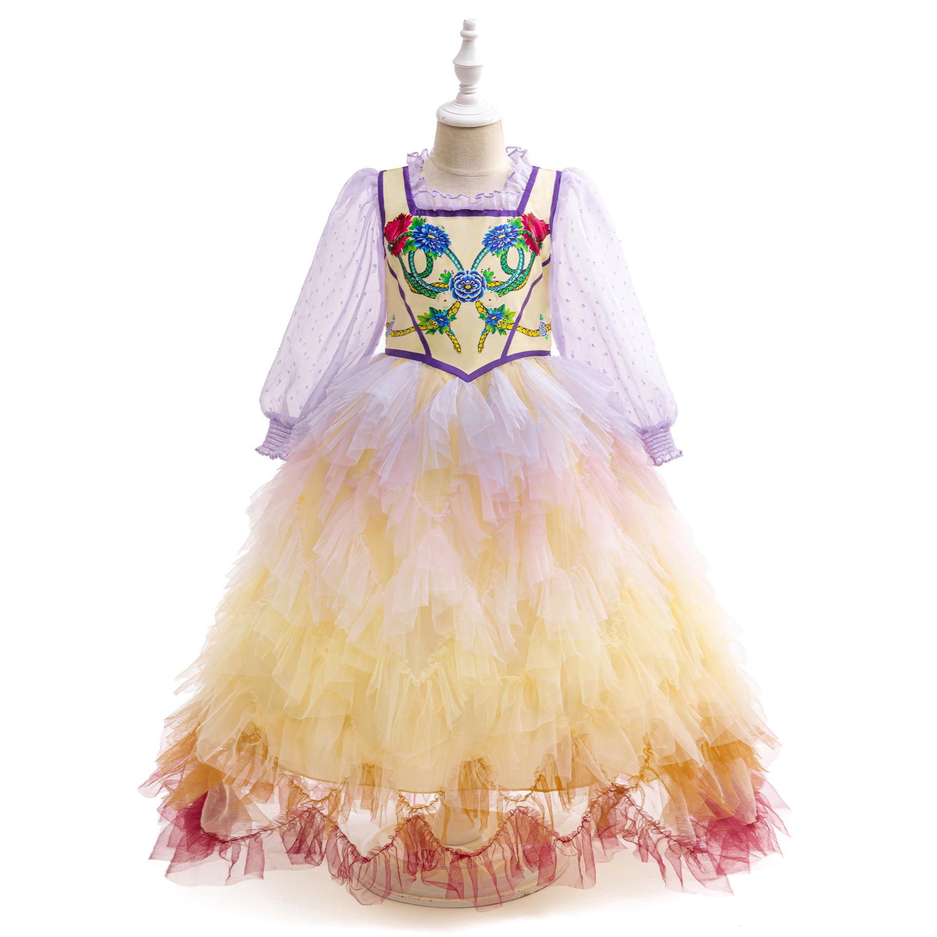 

Girls Hunger Games Lucy Cosplay Dress - Long Sleeve Halloween Performance Skirt Set 130cm/6Y