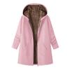  Women's Fleece Hooded Sweatshirt Print Trench Coat Thick Warm Top