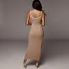 Women Spring Summer Spaghetti Strap Solid Color Slim Long Knitted Dress Ladies Sling Backless Party Dress