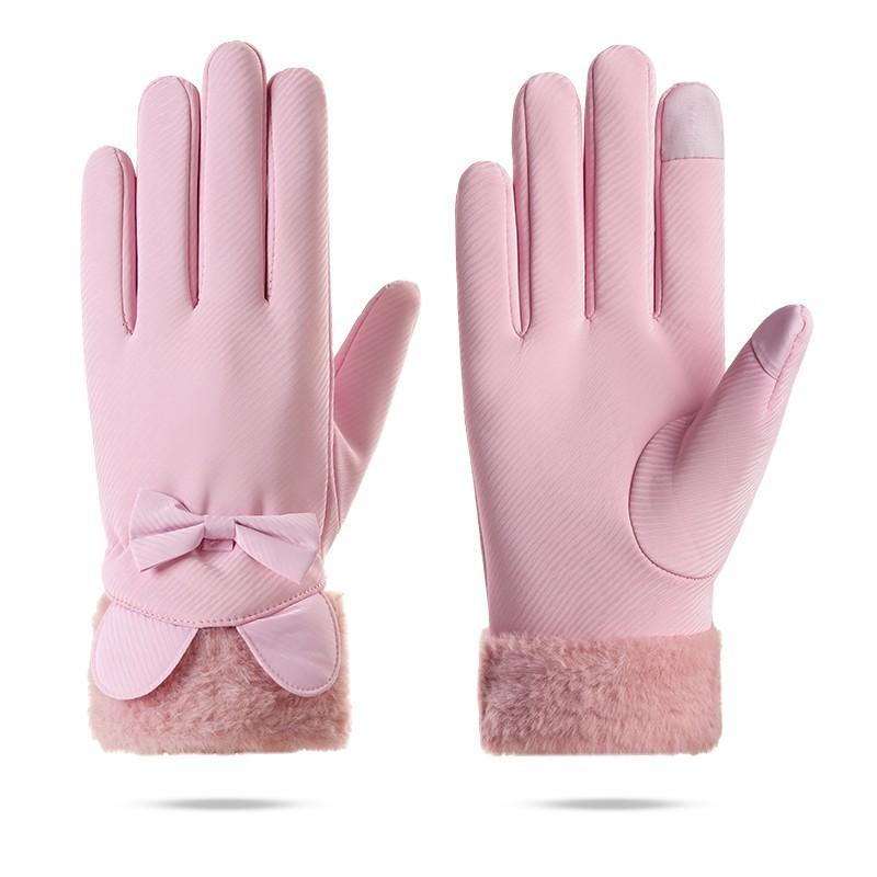 Warm Gloves Women's Autumn and Winter Fleece Thickened Touch Screen Windproof and Water-proof Fashionable Skiing Driving and Riding Gloves