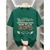 Men's T-Shirt, Casual Crew Neck Tee with Motorcycle Graphic, Geometric Pattern, Short Sleeve Knit Fabric Tops