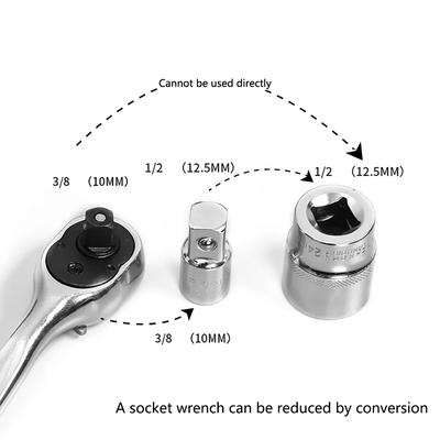 Adaptateur Clé à cliquet 1/4" 3/8" 1/2" Douille Chrome Vanadium Convertisseur d'entraînement Joint de transformation pour clé 2025