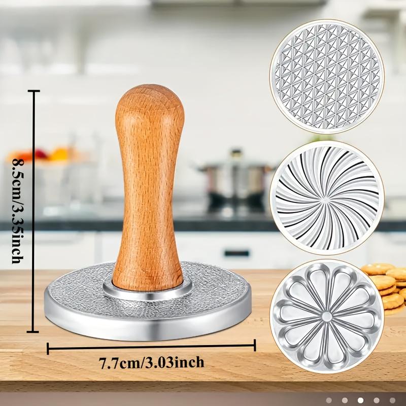 [Zinc Alloy Cookie Stamp] 1pc Zinc Alloy Cookie Stamp Mold with Floral Swirl Pattern | Ergonomic Handle Precision Baking Tool for Cookies, Cupcakes