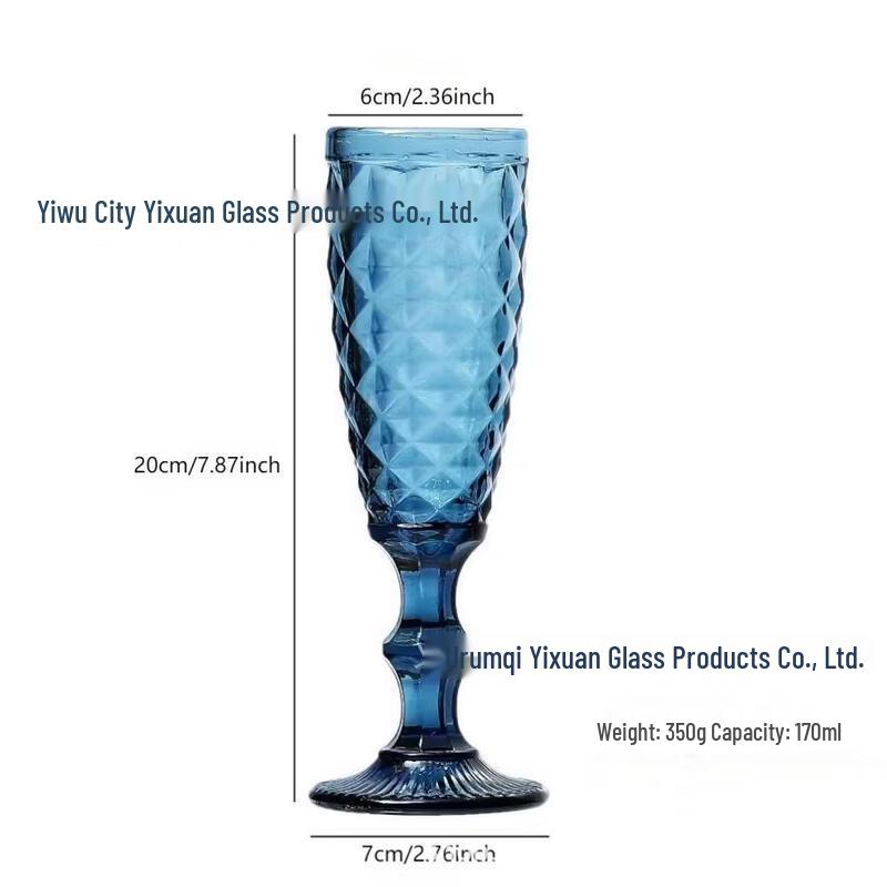 Shangqi Blue Diamond Stemmed Cocktail & Champagne Glass
