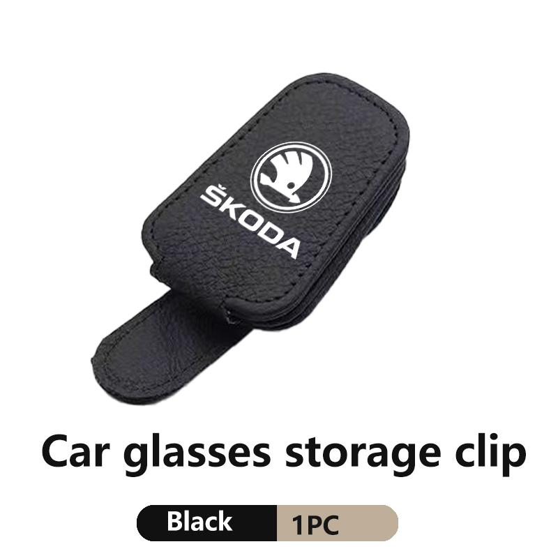 PDYW4 Car Sun Visor Glasses Box Sunglasses Clip Auto Accessories For Skoda Kamiq MK3 Roomster Rapid Kodiaq Karoq Fabia Enyaq