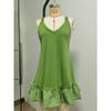 Elegant Ruffled Hem Splicing Party Dress V-neck Sleeveless Fashion Summer A-line Dress Loose Sweet Women's Casual Solid Color Mini Camisole Dresses