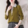 Spring and Autumn Korean Fashion Western Style Fake Two-piece Shirt Women's Long-sleeved Sweater  Sweater Top Bottoming Shirt