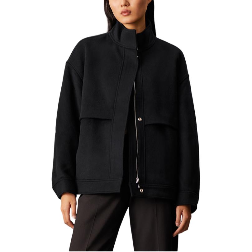 

Calvin Klein Готовое к носке однотонное универсальное пальто с воротником-стойкой и спущенными плечами, с длинным рукавом, женские пальто, цвет «космический черный» 40WL514-BAE M