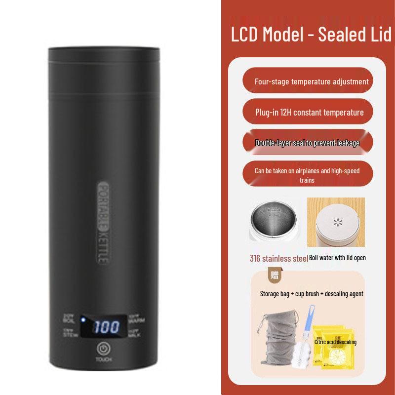 Portable Smart Electric Heating Water Cup - Stainless Steel Travel Thermos for Business and Office Use