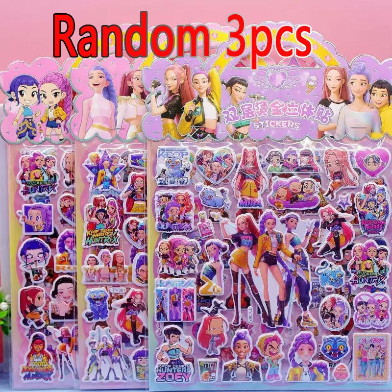2025 @ 1PCS Kpop Demon Hunters Stickers for Kids Waterproof DIY Bike Laptop Laptop Refrigerator  Double Layered 3D Sticker Gift