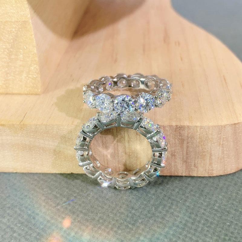 3/4/5mm D Color Moissanite Ring For Women 925 Silver with White Gold Plated Lab Diamond Engagement Wedding Band Jewelry