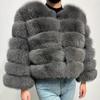 Kurzer Wintermantel aus Kunstfuchs für Damen - Europäischer & Amerikanischer Stil, Langärmelig