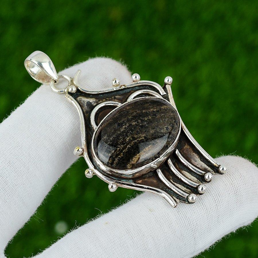 Natural Honey Dendrite Opal Gemstone Pendant 925 Sterling Silver Indian Jewelry
