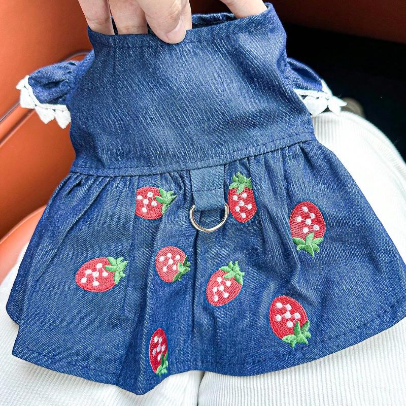 1pc Pet Clothes Strawberry Dress for Small Dogs & Cats, Cute Outfit for Puppies and Kittens