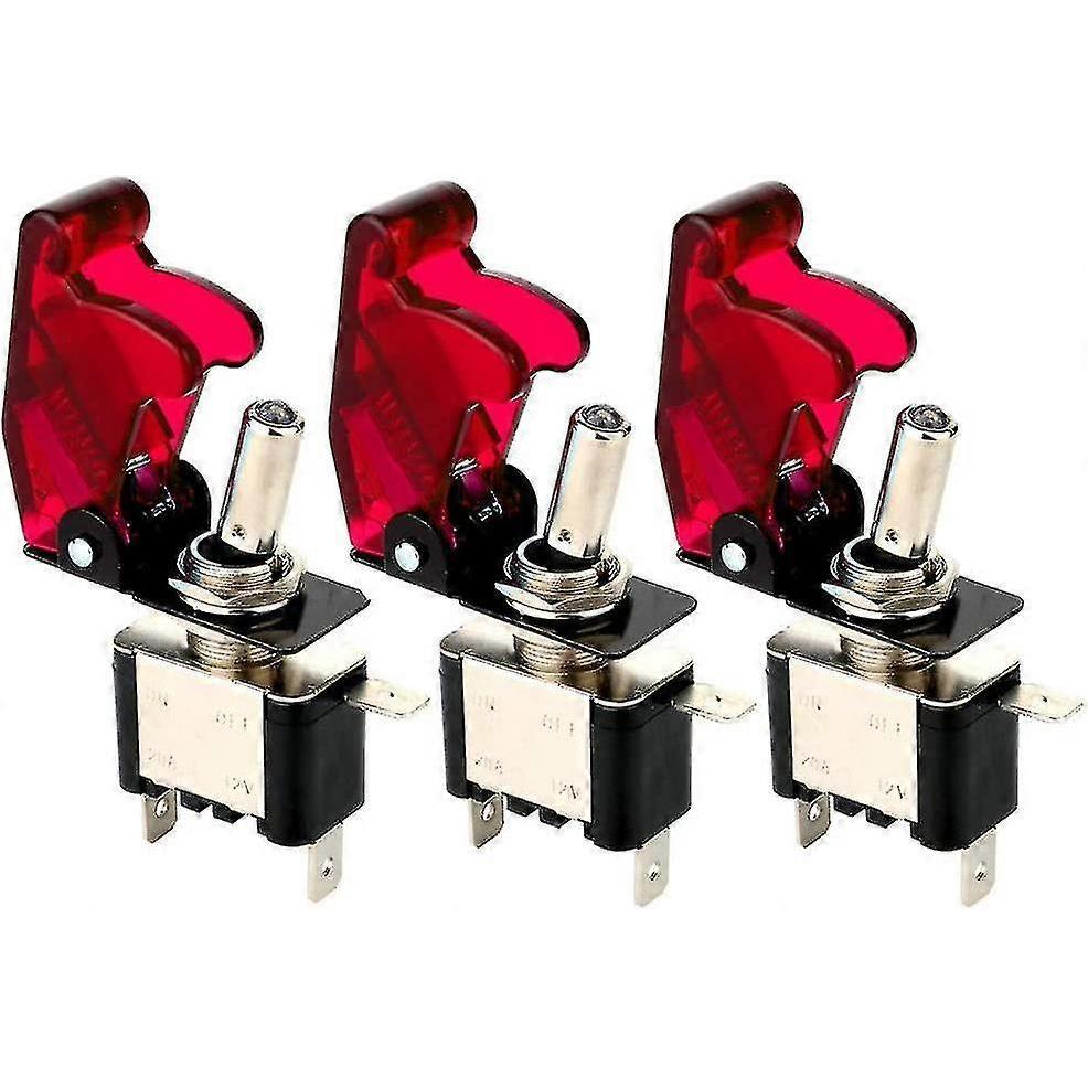 3pcs Rocker Switch Red Led Light Switch 20a 12v-24vdc On/off Rocker Switch Hwy