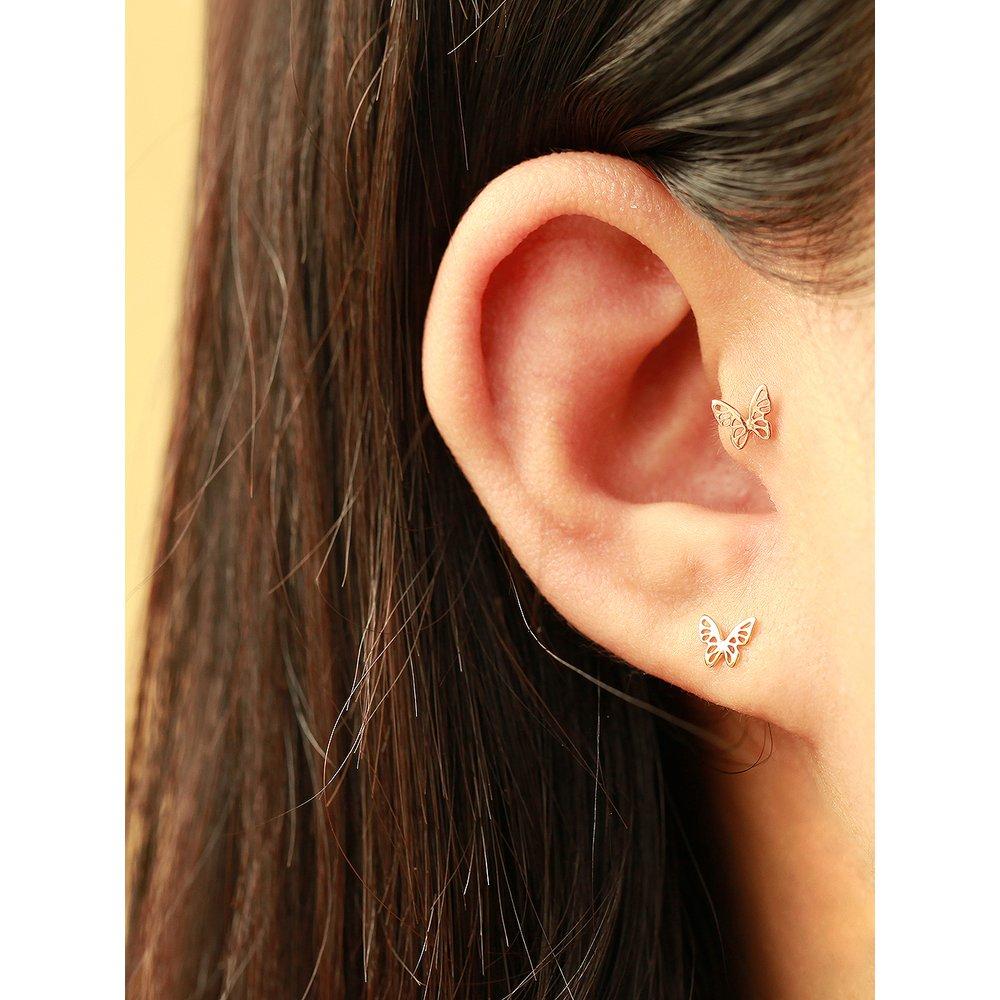 14K 3D Point Butterfly Piercing Earrings