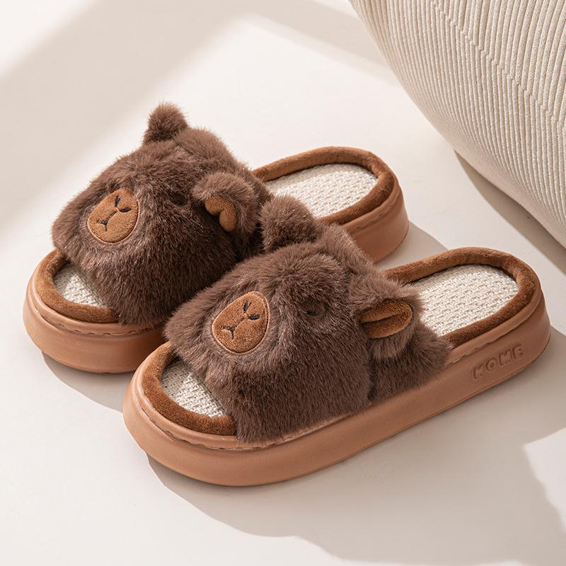 Cartoon Open-Toe Parent-Child Fluffy Slippers for All Seasons