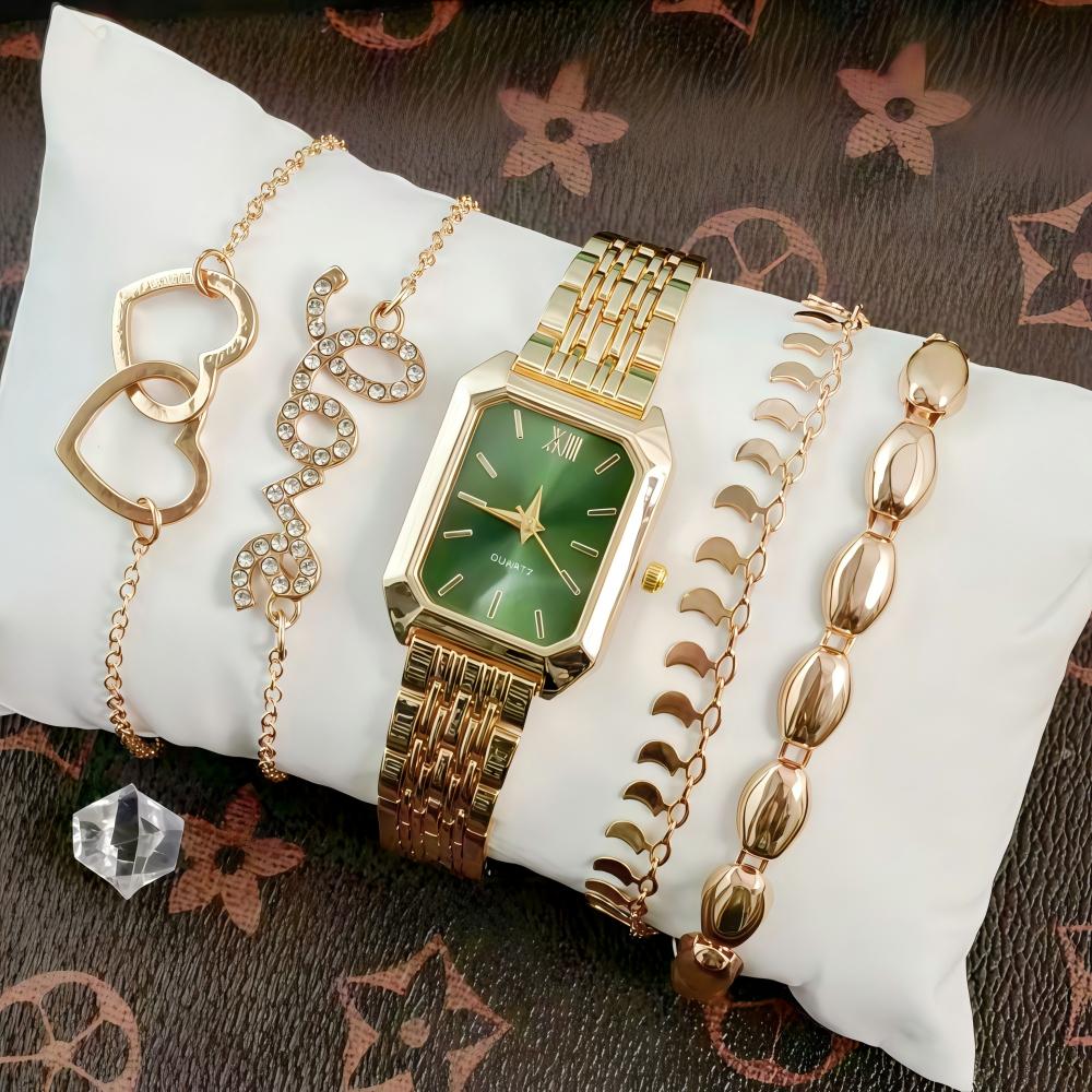 LP43  Gift Set Fashion Square Watch Stainless Steel Women Wristwatch Luxury Casual Dress Watches Without Box for Ladies