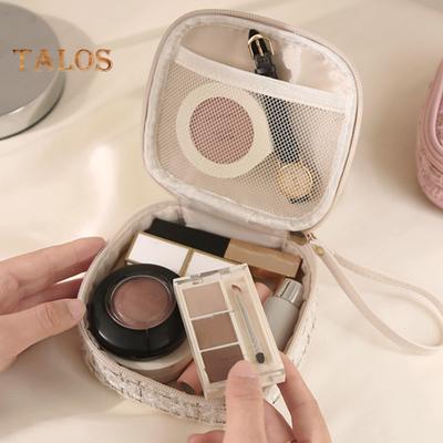 Mini borsa per il trucco portatile da polso, grande capacità, multifunzionale, per donne e ragazze, da viaggio, per rossetto, assorbente, cosmetico, organizer