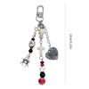 Unique and Stylish Beaded Keyring Dark Themed Skull Heart Cross Pendant Keychain Accessory for Fashion Enthusiasts