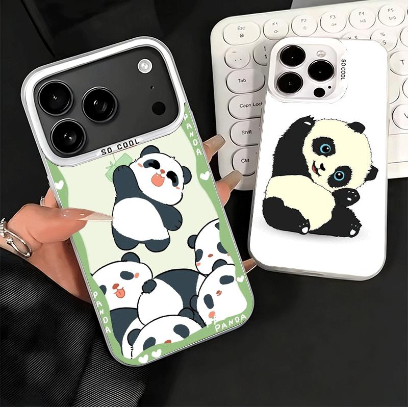 Cute Cartoon Panda Shockproof Phone Case for iPhone 17 Air 16 16E 15 Pro Max 14 Plus 13 Mini 12 Back Cover Anti Fall Fundas