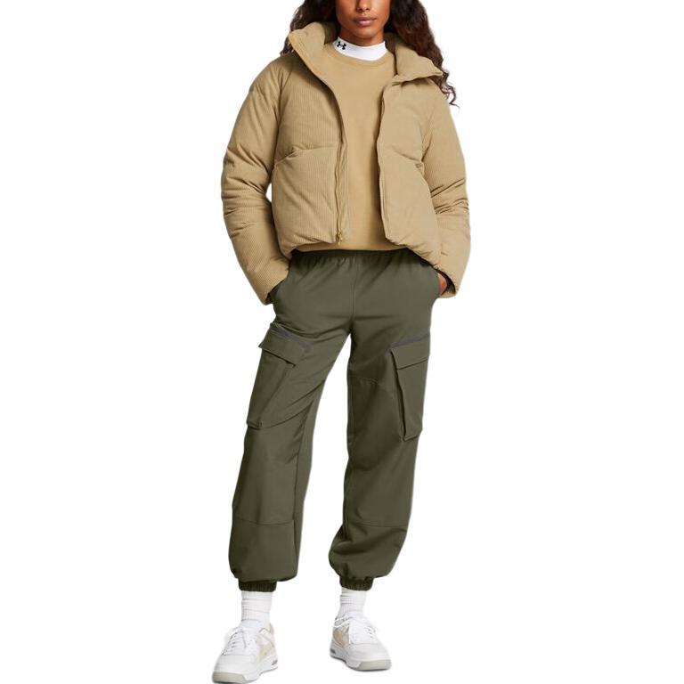 Under Armour Coldgear Limitless Stand Collar Warm Solid Color Casual Long Sleeve Down Jacket Women Outerwear Camel-Brown 1384652-263